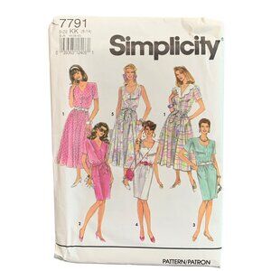 Simplicity 7791 Womens Dress Pattern Size (8-14) 1980s Retro Style Sewing Patter